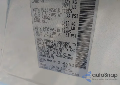 2015 Infiniti Qx60 из США, поврежденный, VIN 5N1AL0MM3FC556590